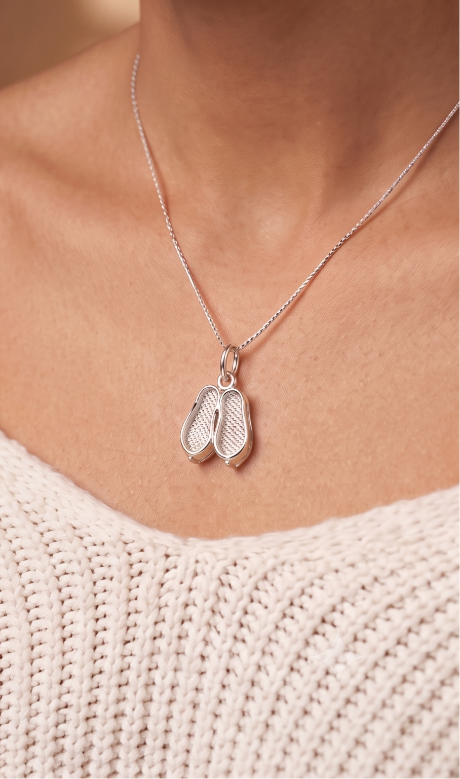 Sterling Silver Shoes Pendant Necklace | Handmade Sneaker Charm