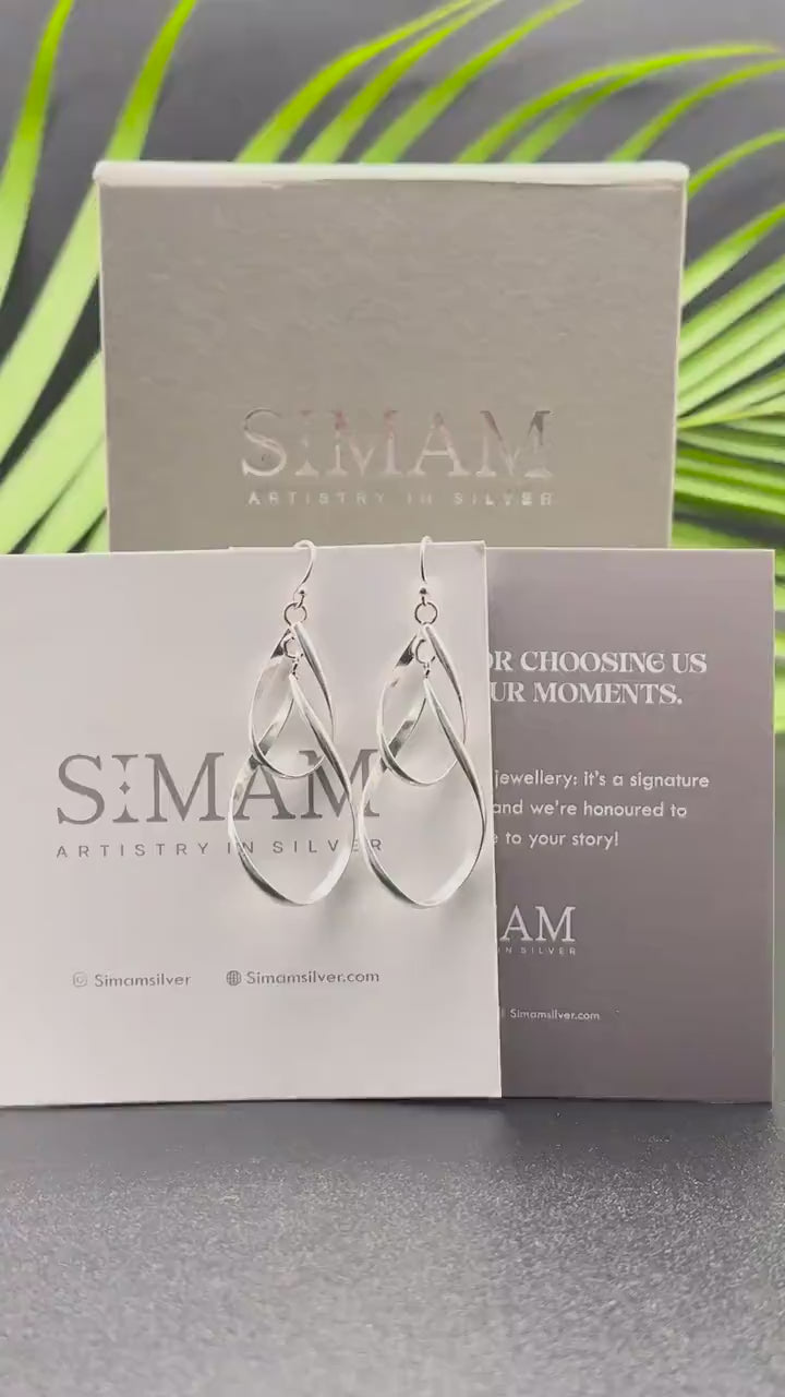 Handmade Silver Twist Dangle Earrings