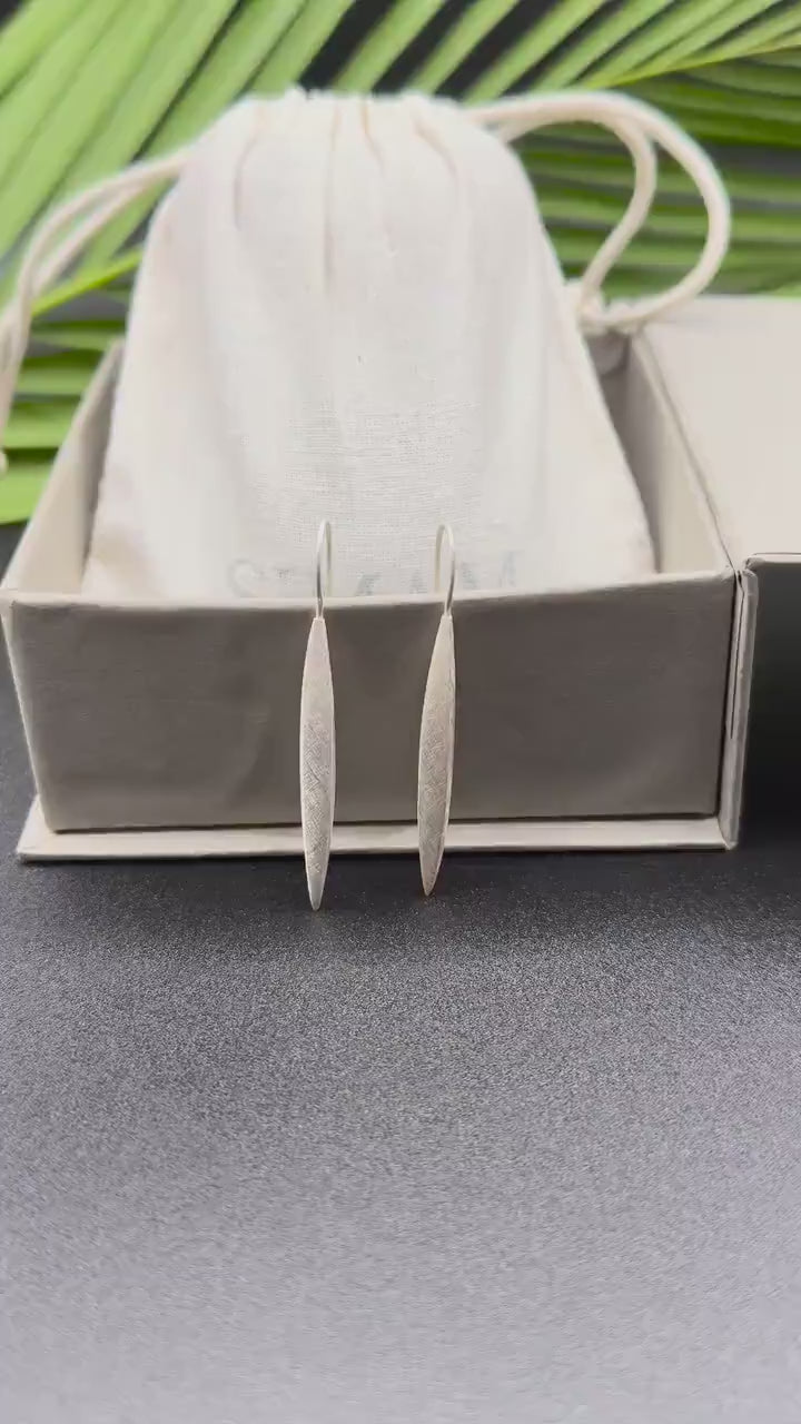 Sterling Silver Marquise Drop Earrings | Minimalist Dangle Jewelry
