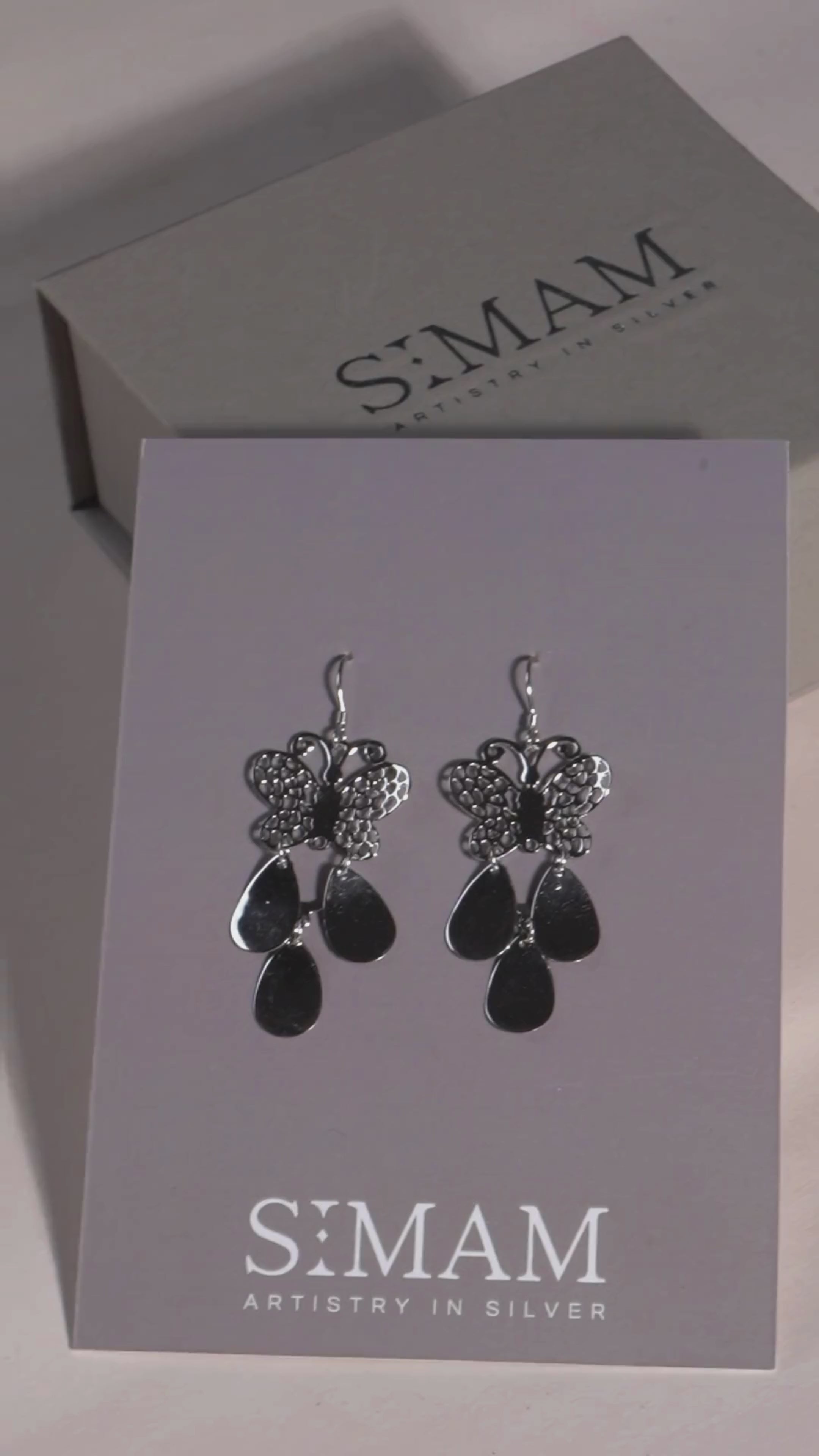 Sterling Silver Butterfly Dangle Earrings, Nature Inspired Boho Jewelry