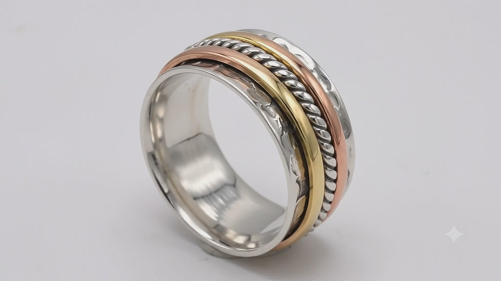Handmade Sterling Silver Spinner Ring – Mixed Metal Meditation Ring