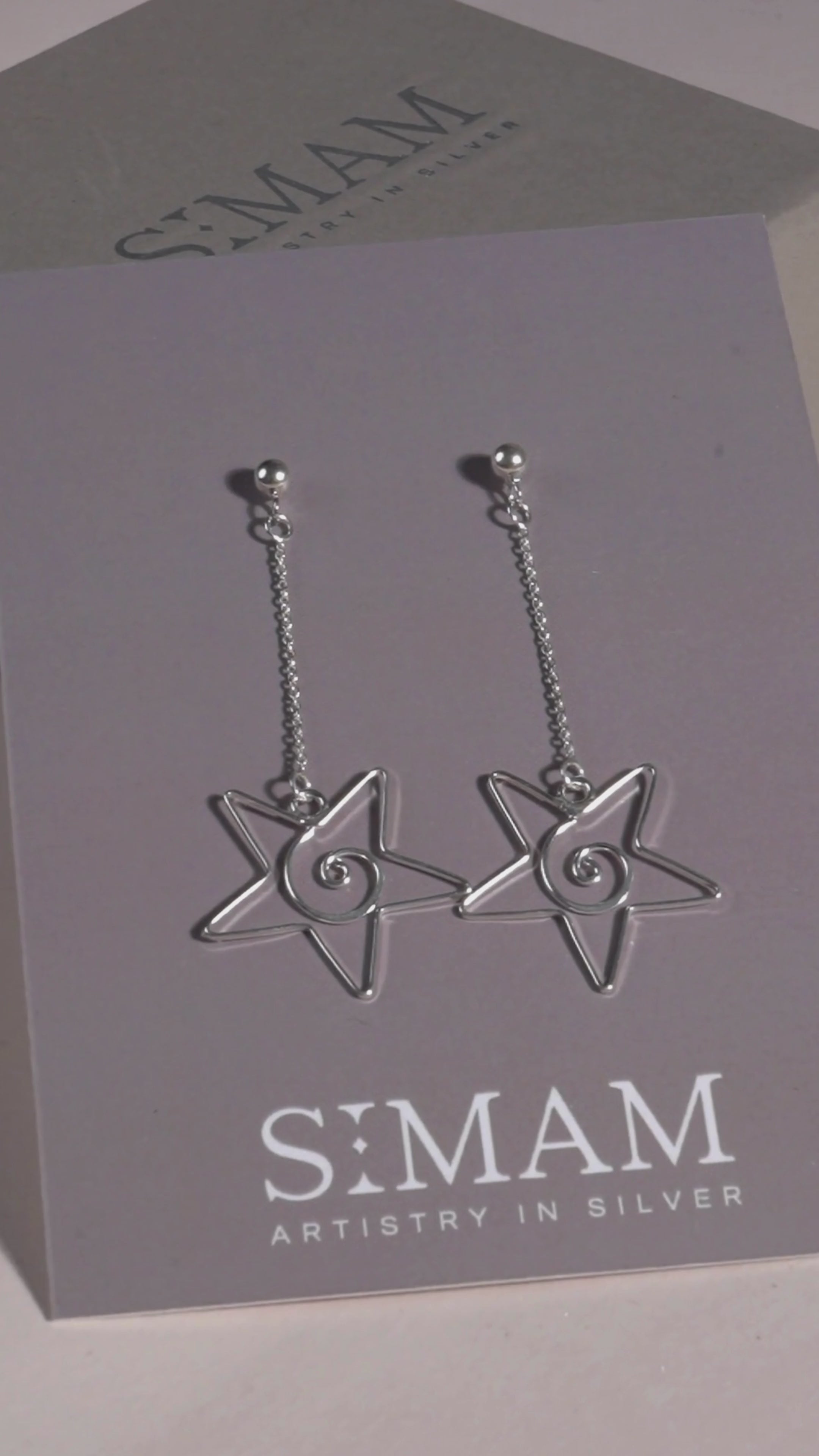 Silver Star Dangle Ear Jacket Earrings | Celestial Christmas Jewelry