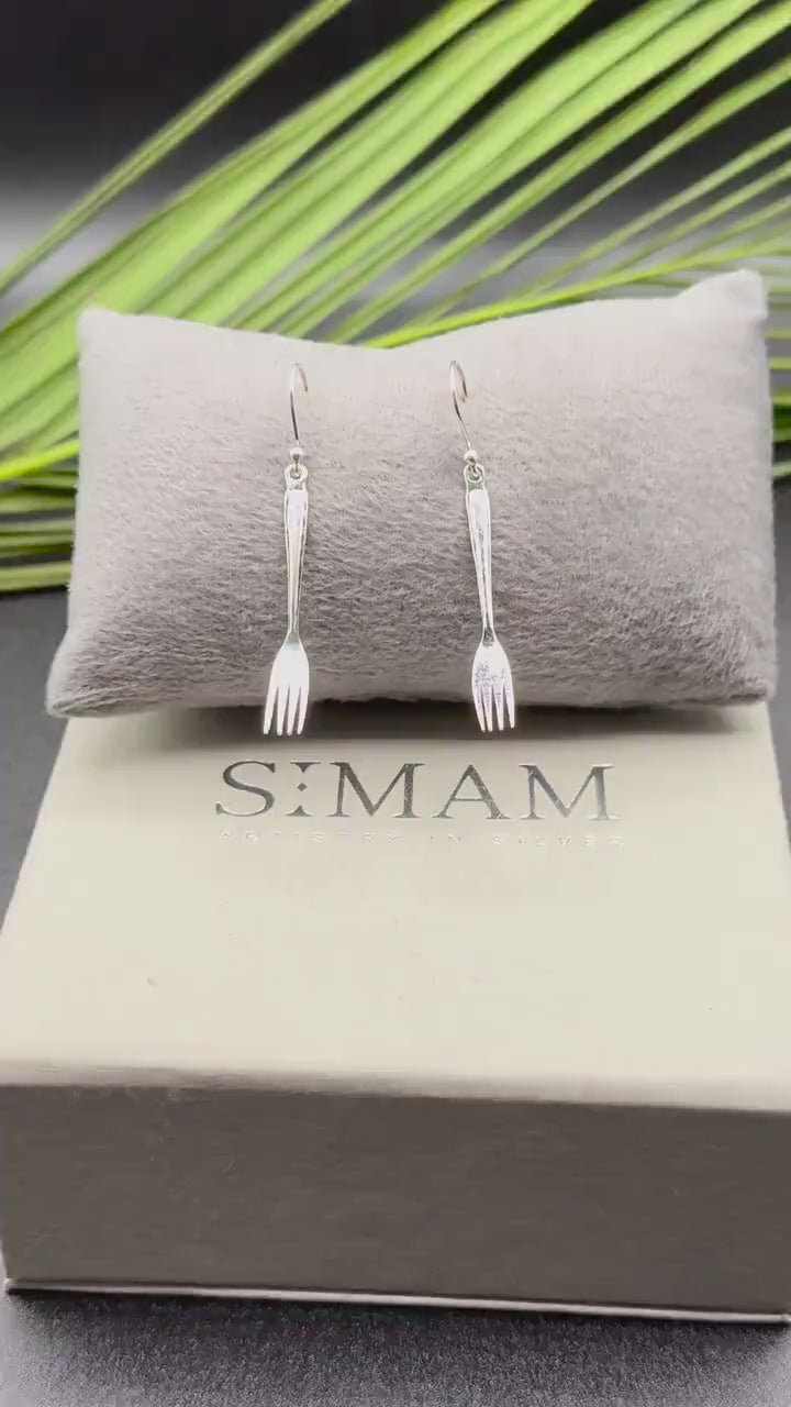 Sterling Silver Fork Jewelry Set | Quirky Dangle Earrings & Pendant