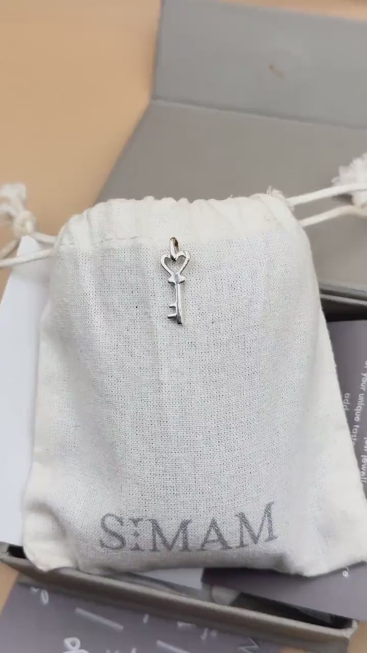 Sterling Silver Heart Key Necklace | Minimalist Key Pendant Jewelry | Dainty Gift for Her | Love Key Necklace | Christmas & Birthday Gift