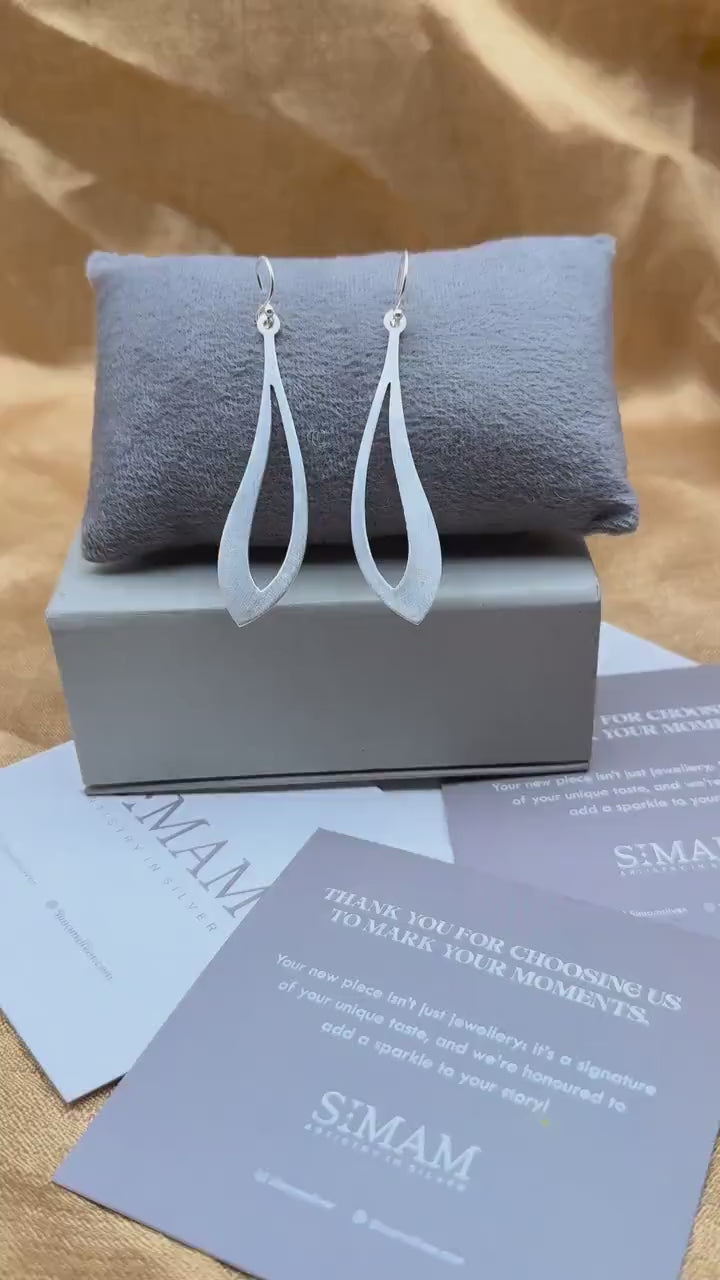 Minimalist Sterling Silver Teardrop Dangle Earrings | Handmade Modern Jewelry