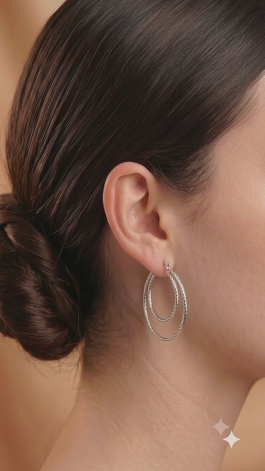 Sterling Silver Double Hoop Earrings, Textured Layered Circles, Minimalist Everyday Jewelry
