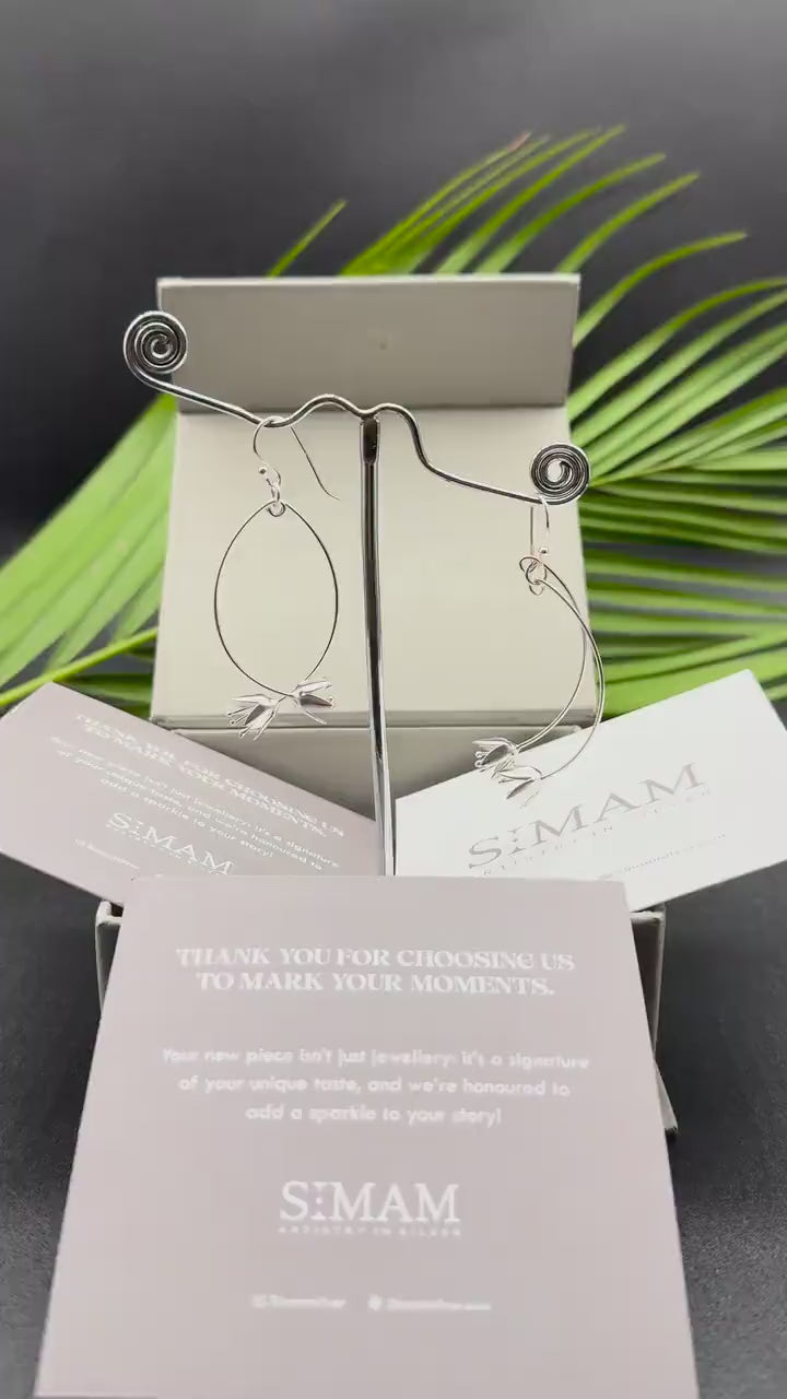 Sterling Silver Lotus Drop Earrings | Boho Minimalist Jewelry
