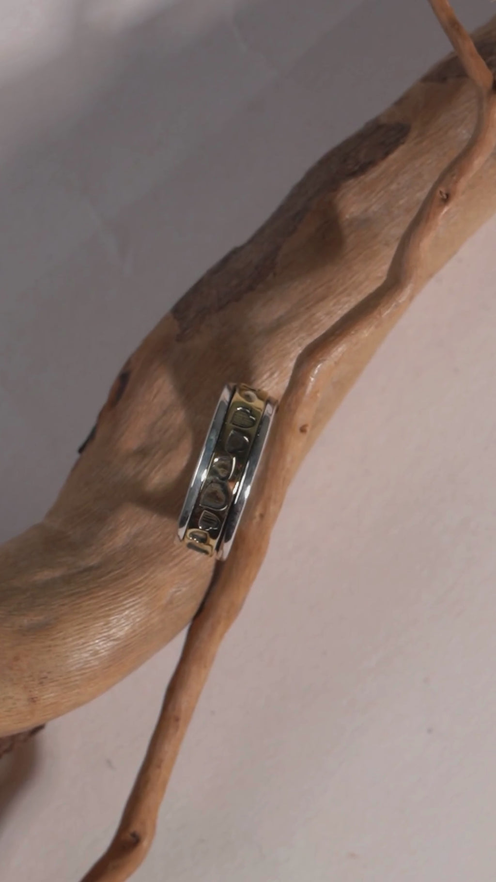 Two-Tone Sterling Silver Spinner Ring | Gold Meditation Fidget Ring