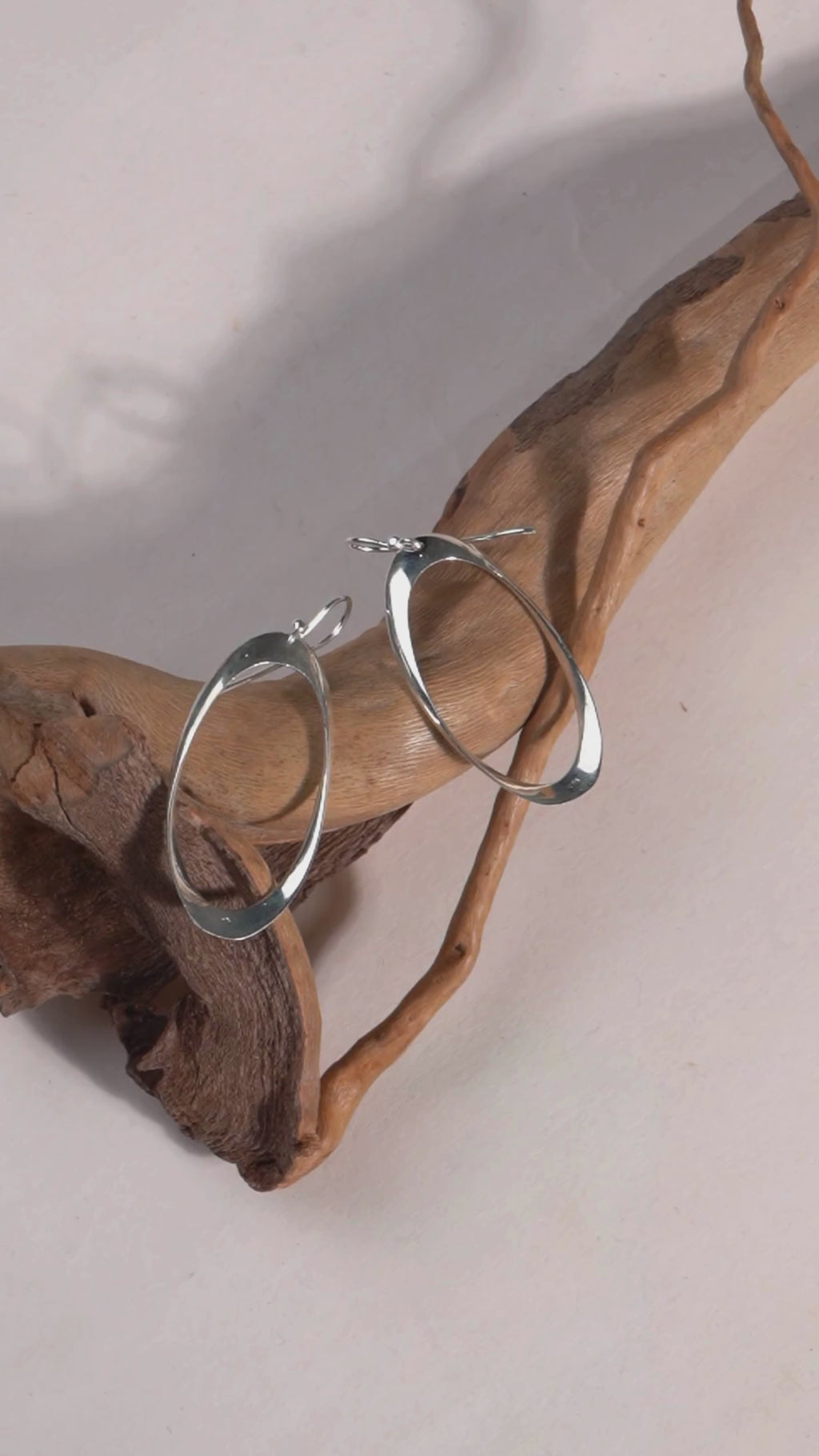 Handmade Sterling Silver Oval Hoop Earrings: Minimalist Dangle Jewelry, with free gift