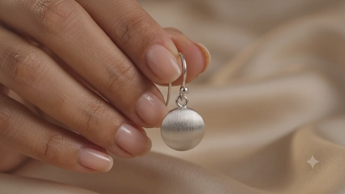 Handmade Sterling Silver Ball Earrings | Matte Finish Dangle Jewelry, with free gift