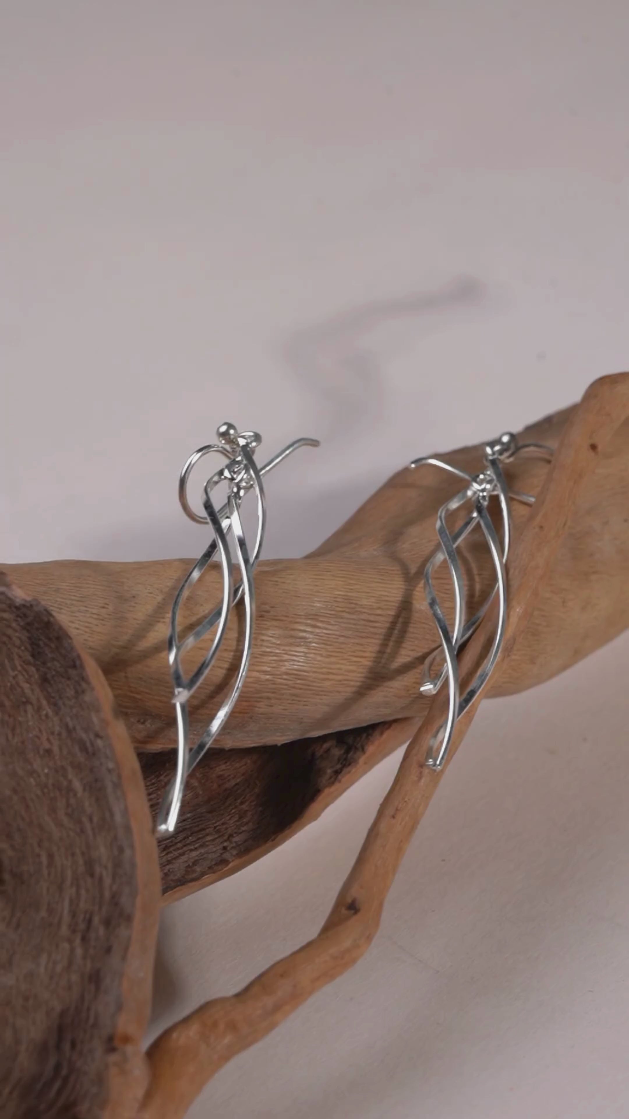 Sterling Silver Twisted Dangle Earrings – Lightweight Minimalist Drop Jewelry