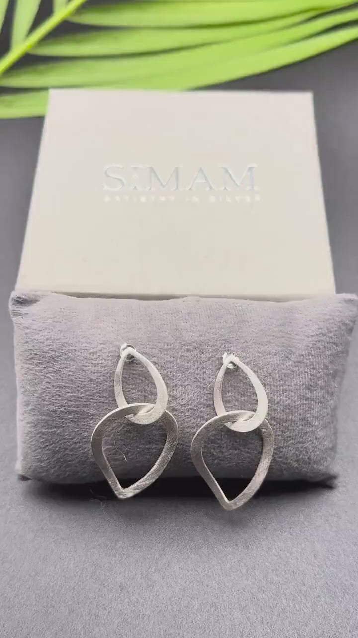 Brushed Silver Teardrop Dangle Earrings | Lightweight Holiday Jewelry