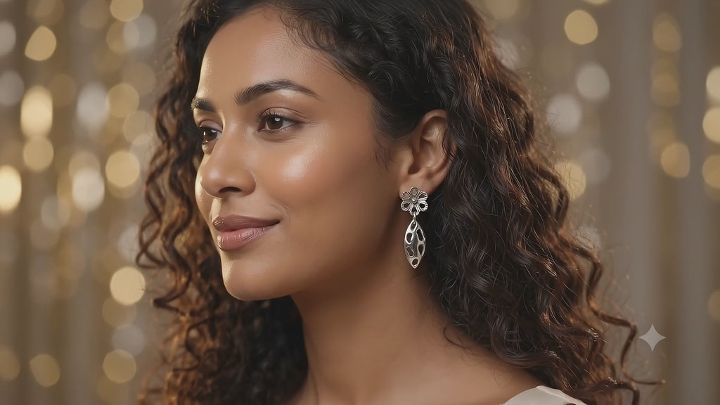 Handmade Silver Tone Dangle Earrings: Boho Lightweight Alloy Jewelry