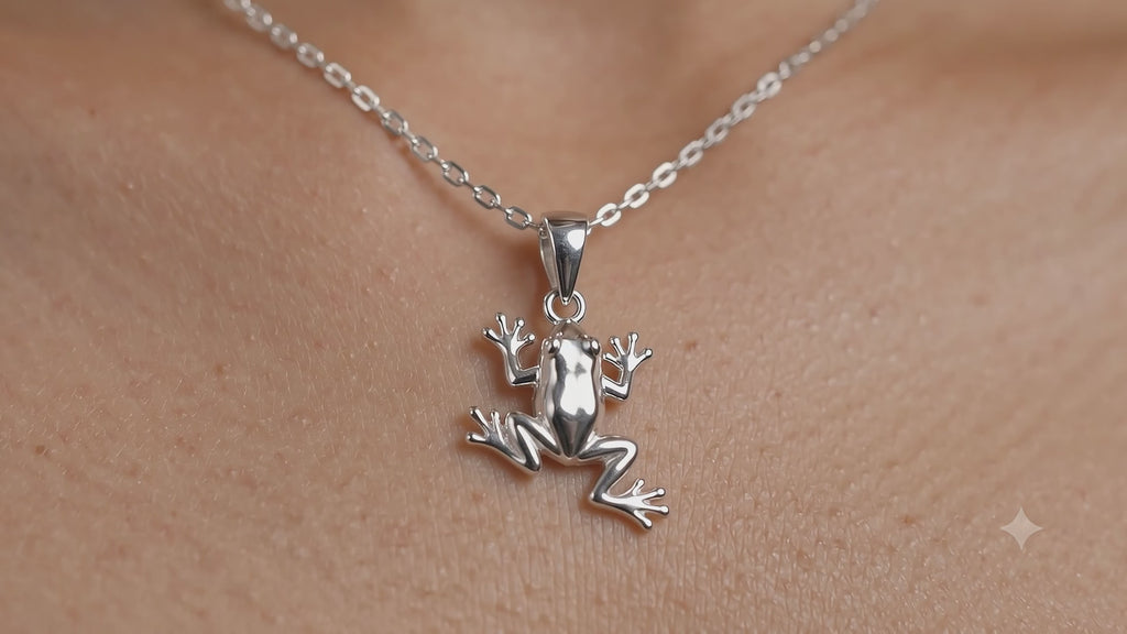Silver Frog Pendant Necklace | 925 Sterling Silver Animal Charm Jewelry | Cute Frog Necklace for Women & Men | Unique Nature Gift