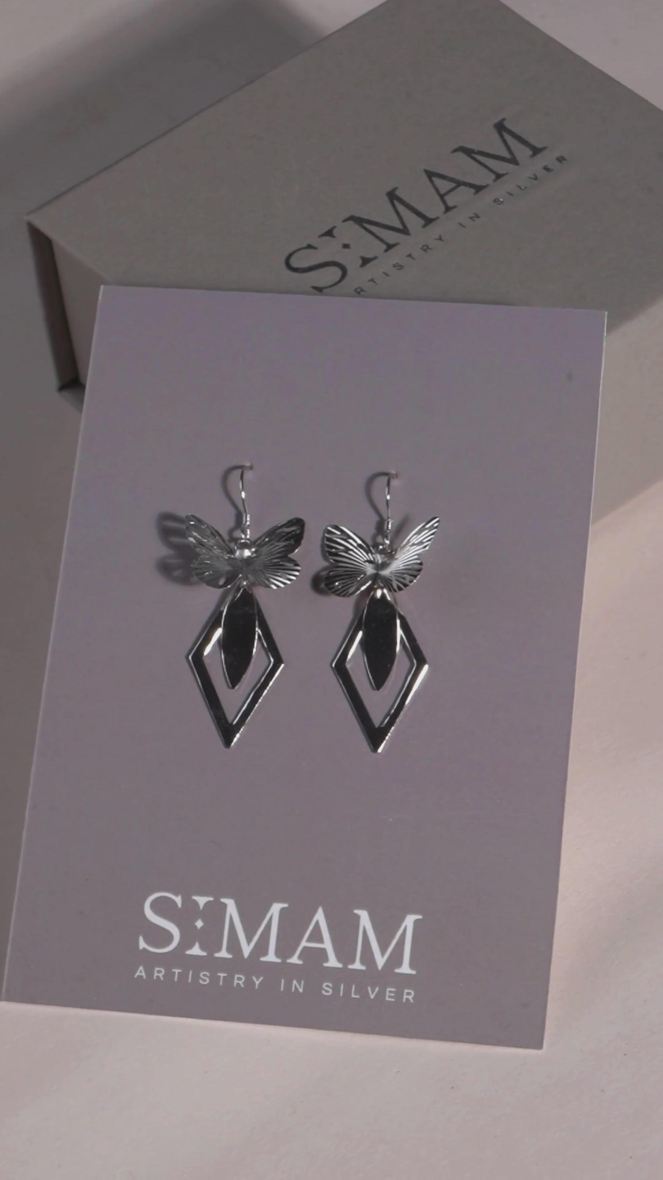 Butterfly Geometric Drop Earrings – Handmade Boho Dangle Jewelry, Lightweight Silver Statement Earrings for Women SimamByShagu