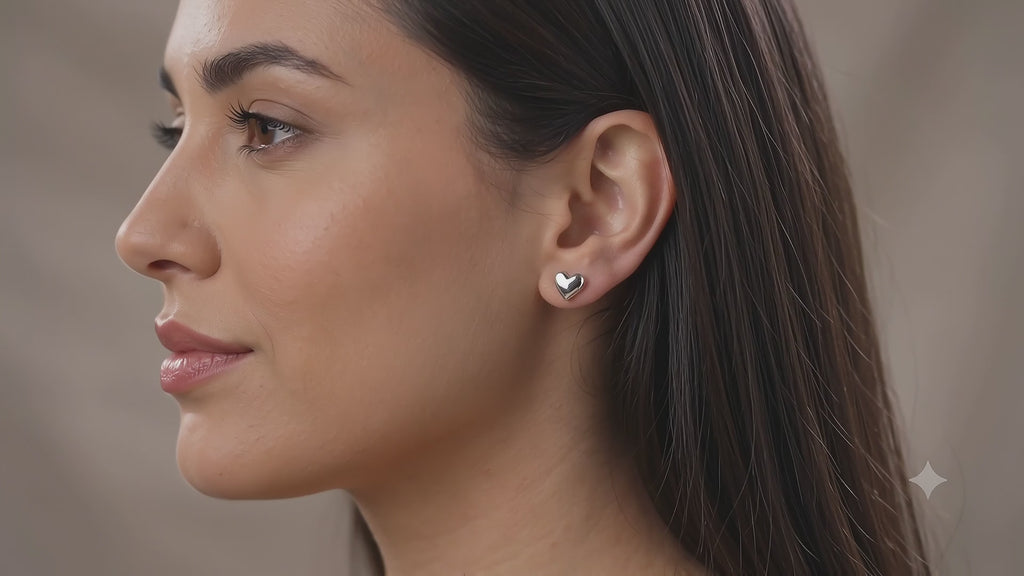 925 Sterling Silver Heart Stud Earrings – Minimalist Dainty Love Design