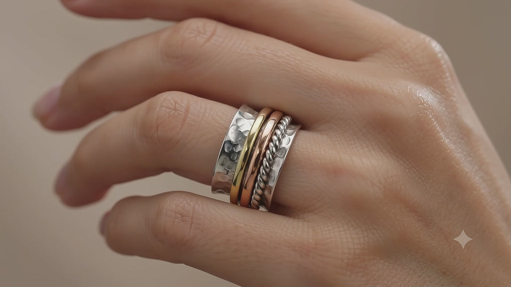 Handmade Sterling Silver Spinner Ring – Mixed Metal Meditation Ring