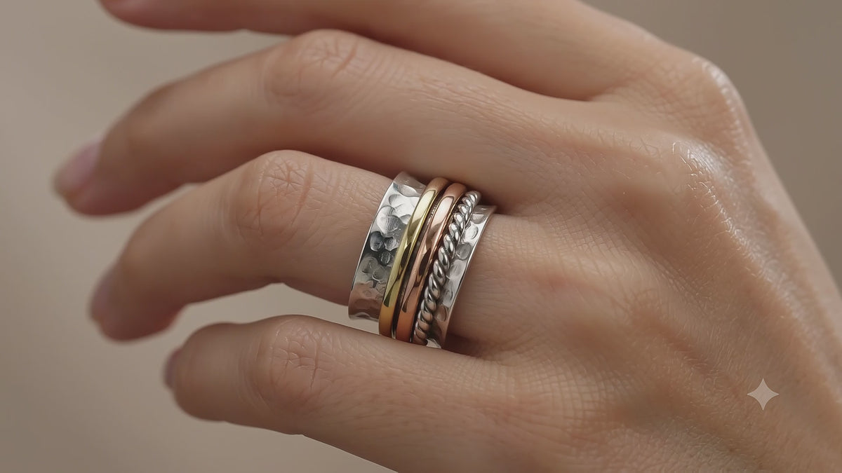Handmade Sterling Silver Spinner Ring – Mixed Metal Meditation Ring