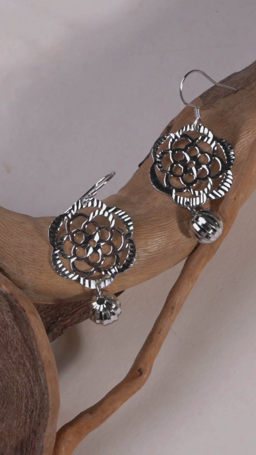 Sterling Silver Filigree Floral Dangle Earrings | Boho Gift