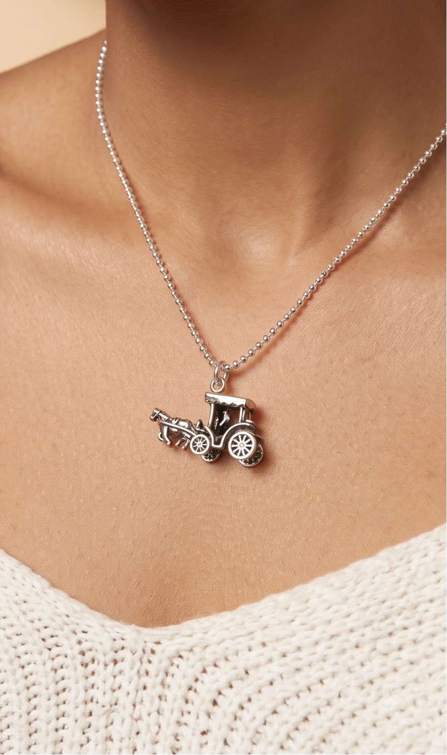 Sterling Silver Vintage Car Necklace | Classic Automobile Pendant